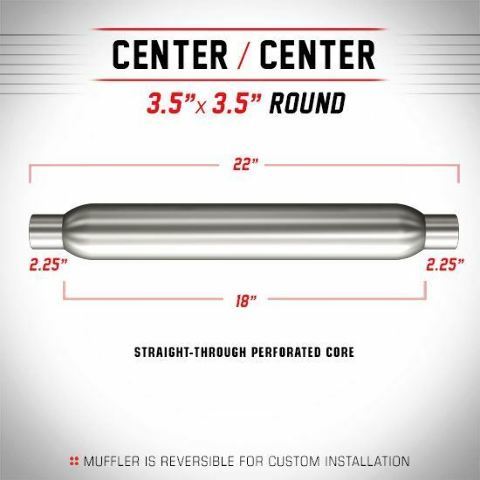 MAGNAFLOW 3.5" UNIVERSAL ROUND MUFFLER 2.25" IN/OUT 22" OVERALL - 18125