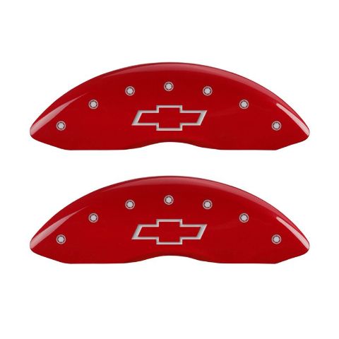 MGP 4 Caliper Covers Engraved Front & Rear Fit Bowtie Red finish silver