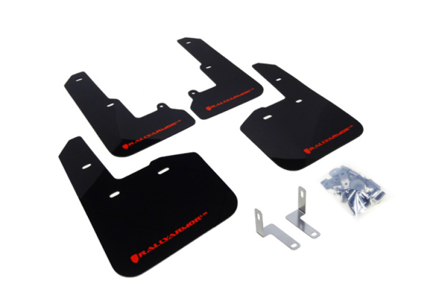Rally Armor Fit 2015 Subaru Legacy UR Black Mud Flap w/ Red Logo