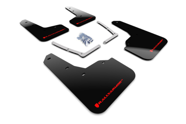 Rally Armor Fit 16-19 Honda Civic Si UR Black Mud Flap w/ Red Logo
