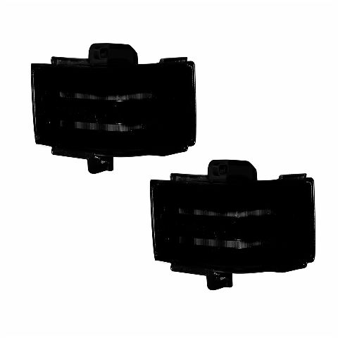 RECON Fits 17-18 F250/F350 Superduty Side Mirror Lenses w/ AMBER LED  Smoked