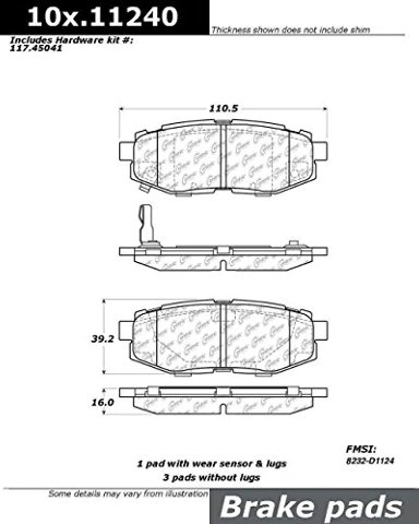 Centric (105.11240) Posi Quiet Brake Pad, Ceramic
