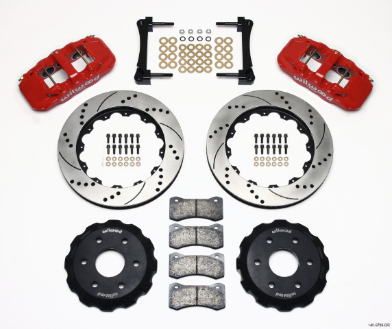 Wilwood AERO6 Front Truck Kit 14.25in Drill Red Fit 1999-2014 GM Truck/SUV 1500